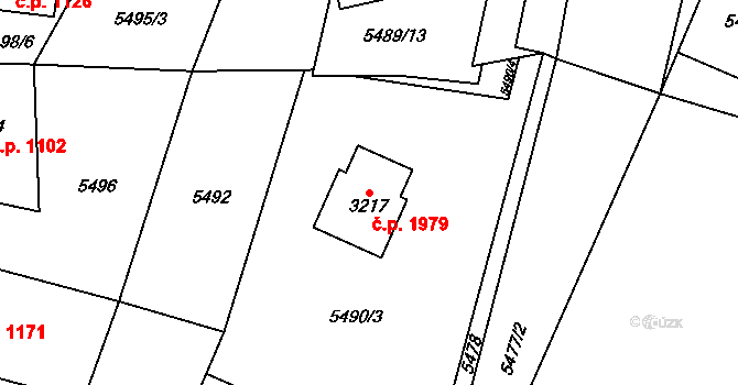 Kraslice 1979 na parcele st. 3217 v KÚ Kraslice, Katastrální mapa