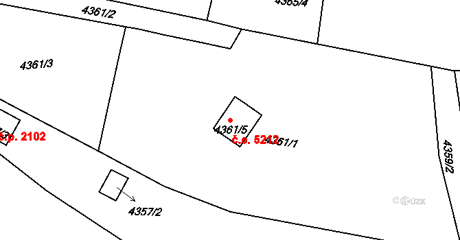 Předměstí 5212, Litoměřice na parcele st. 4361/5 v KÚ Litoměřice, Katastrální mapa