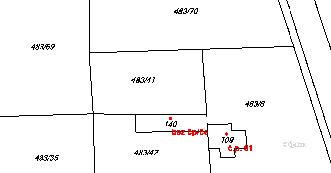Březnice 40915565 na parcele st. 140 v KÚ Březnice u Bechyně, Katastrální mapa