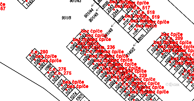 Pacov 236 na parcele st. 1039 v KÚ Pacov, Katastrální mapa