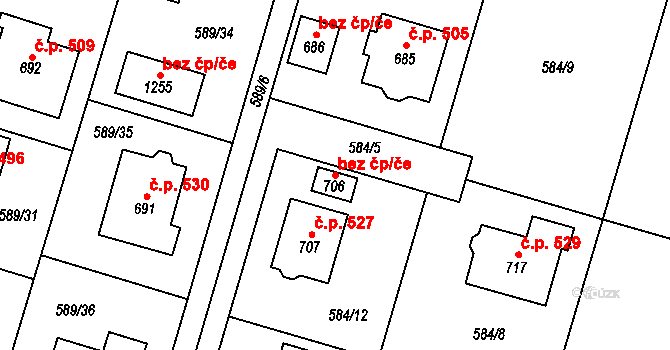 Líbeznice 43368565 na parcele st. 706 v KÚ Líbeznice, Katastrální mapa
