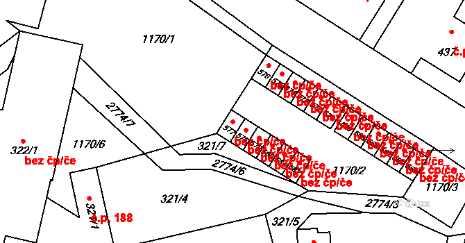 Hranice 44595565 na parcele st. 577 v KÚ Drahotuše, Katastrální mapa