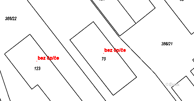 Sázava 45434565 na parcele st. 70 v KÚ Bělokozly, Katastrální mapa
