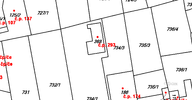 Unčín 293, Krupka na parcele st. 368 v KÚ Unčín u Krupky, Katastrální mapa
