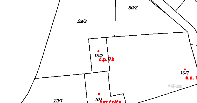 Beroun-Jarov 78, Beroun na parcele st. 10/2 v KÚ Jarov u Berouna, Katastrální mapa