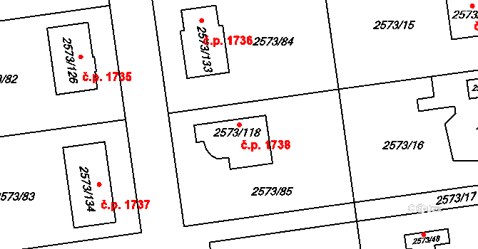 Rychnov nad Kněžnou 1738 na parcele st. 2573/118 v KÚ Rychnov nad Kněžnou, Katastrální mapa