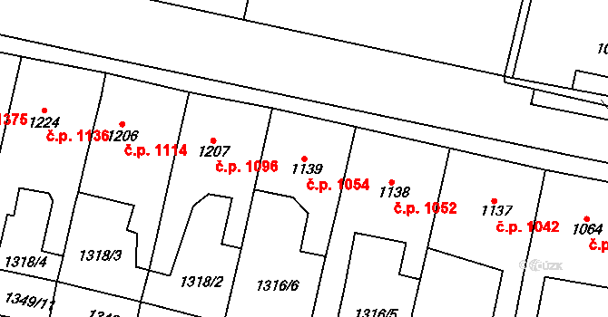 Choceň 1054 na parcele st. 1139 v KÚ Choceň, Katastrální mapa
