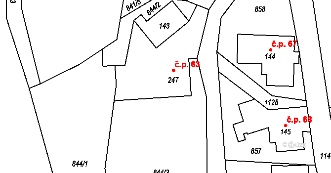 Bohdíkov 63 na parcele st. 247 v KÚ Dolní Bohdíkov, Katastrální mapa