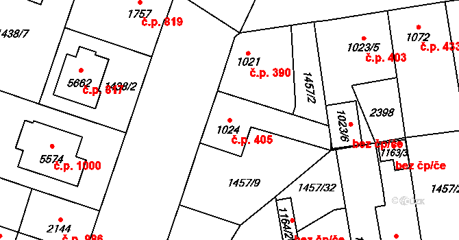 Beroun-Město 405, Beroun na parcele st. 1024 v KÚ Beroun, Katastrální mapa