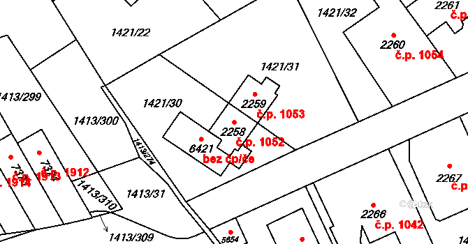 Beroun-Město 1052, Beroun na parcele st. 2258 v KÚ Beroun, Katastrální mapa