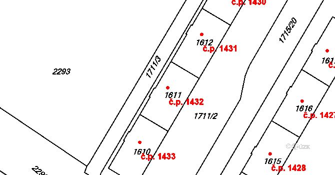 Slaný 1432 na parcele st. 1611 v KÚ Slaný, Katastrální mapa