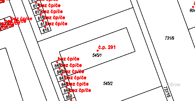 Velká Ledhuje 291, Police nad Metují na parcele st. 545/1 v KÚ Velká Ledhuje, Katastrální mapa