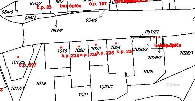 Vimperk II 236, Vimperk na parcele st. 1022 v KÚ Vimperk, Katastrální mapa