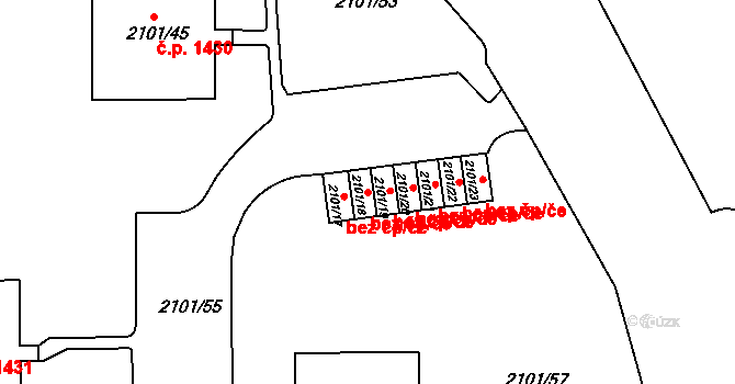 Teplice 88417565 na parcele st. 2101/18 v KÚ Teplice-Trnovany, Katastrální mapa