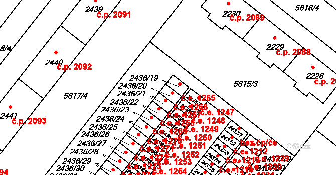 Žatec 1266 na parcele st. 2436/20 v KÚ Žatec, Katastrální mapa