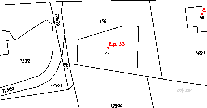 Synkov 33, Synkov-Slemeno na parcele st. 38 v KÚ Synkov, Katastrální mapa