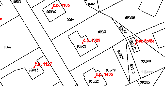 Rychnov nad Kněžnou 1329 na parcele st. 900/21 v KÚ Rychnov nad Kněžnou, Katastrální mapa