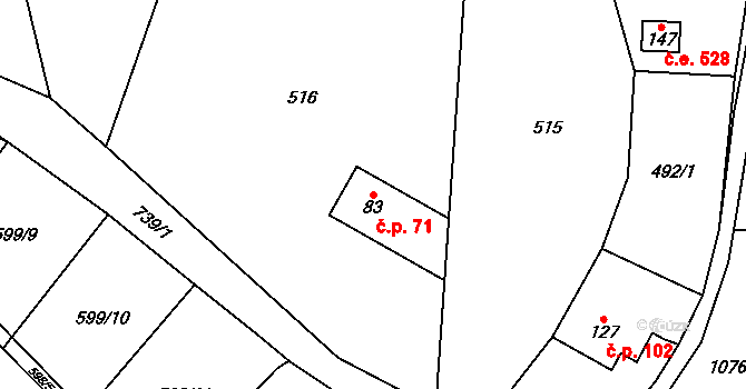 Hamry 71, Plumlov na parcele st. 83 v KÚ Hamry, Katastrální mapa