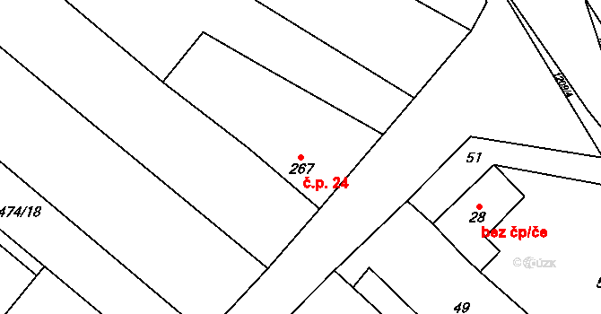 Mikulovice 24 na parcele st. 267 v KÚ Mikulovice u Znojma, Katastrální mapa