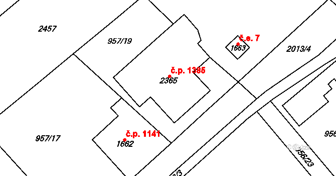 Čáslav-Nové Město 1385, Čáslav na parcele st. 2365 v KÚ Čáslav, Katastrální mapa