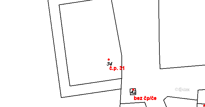 Osluchov 31, Žižice na parcele st. 34 v KÚ Osluchov, Katastrální mapa