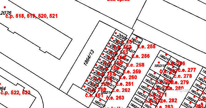 Hrušovany u Brna 155 na parcele st. 2087 v KÚ Hrušovany u Brna, Katastrální mapa