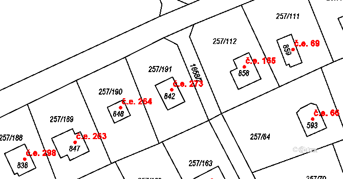 Zlenice 273, Lštění na parcele st. 842 v KÚ Lštění, Katastrální mapa