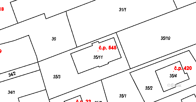 Záblatí 545, Bohumín na parcele st. 35/11 v KÚ Záblatí u Bohumína, Katastrální mapa