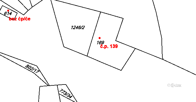 Cerhenice 139 na parcele st. 169 v KÚ Cerhenice, Katastrální mapa