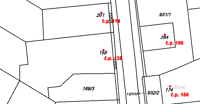 Pňovice 138 na parcele st. 158 v KÚ Pňovice, Katastrální mapa