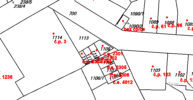 Střekov 2302, Ústí nad Labem na parcele st. 1110 v KÚ Střekov, Katastrální mapa