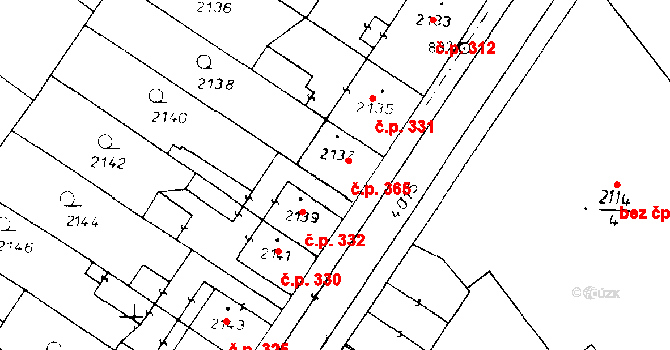 Poděbrady III 365, Poděbrady na parcele st. 2137 v KÚ Poděbrady, Katastrální mapa
