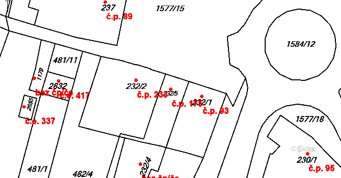 Litovel 175 na parcele st. 232/5 v KÚ Litovel, Katastrální mapa
