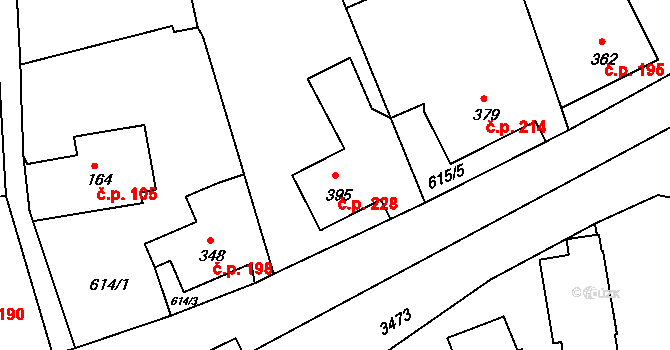 Jílové 228 na parcele st. 395 v KÚ Jílové u Děčína, Katastrální mapa