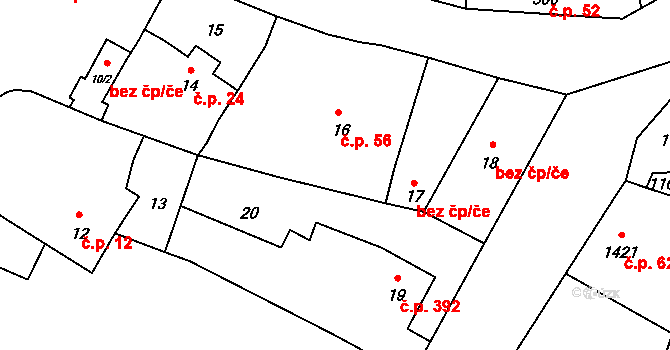 Slivenec 56, Praha na parcele st. 16 v KÚ Slivenec, Katastrální mapa