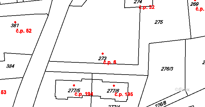 Újezd u Průhonic 6, Praha na parcele st. 273 v KÚ Újezd u Průhonic, Katastrální mapa