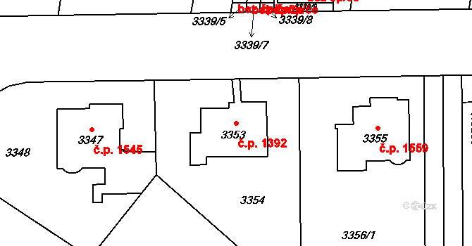 Smíchov 1392, Praha na parcele st. 3353 v KÚ Smíchov, Katastrální mapa