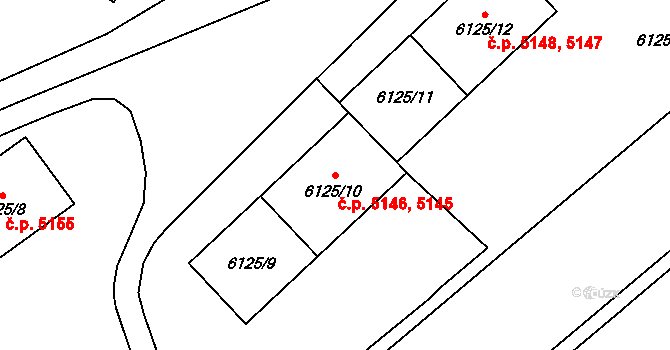 Chomutov 5145,5146 na parcele st. 6125/9 v KÚ Chomutov I, Katastrální mapa