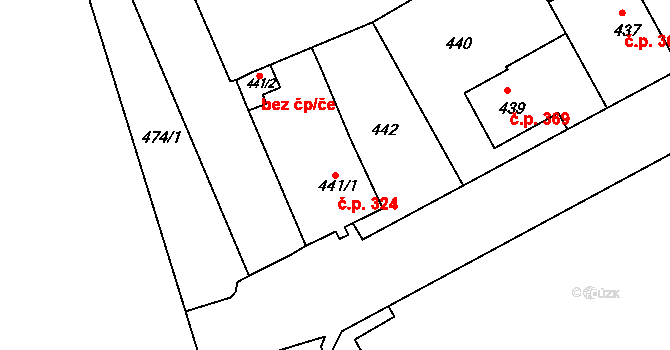 Liberec XI-Růžodol I 324, Liberec na parcele st. 441/1 v KÚ Růžodol I, Katastrální mapa