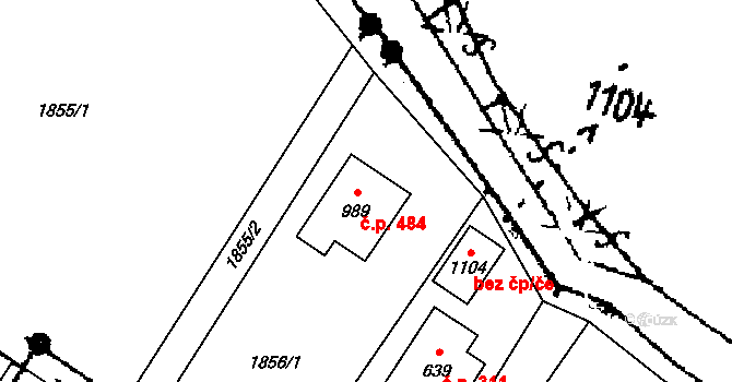 Písek 484 na parcele st. 989 v KÚ Písek u Jablunkova, Katastrální mapa