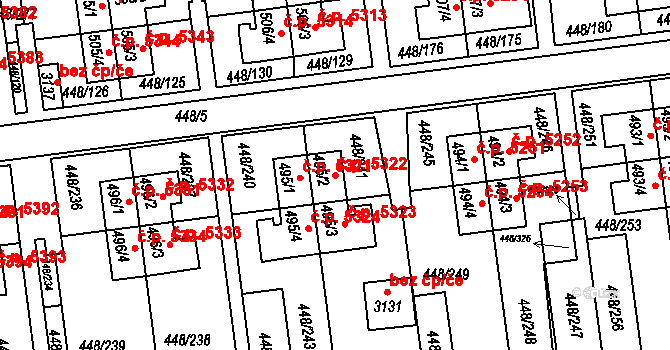 Otrokovice 5322 na parcele st. 495/2 v KÚ Otrokovice, Katastrální mapa