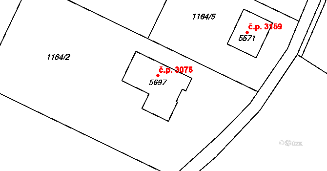 Dvůr Králové nad Labem 3075 na parcele st. 5697 v KÚ Dvůr Králové nad Labem, Katastrální mapa