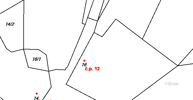 Broumovice 12, Neustupov na parcele st. 16 v KÚ Broumovice, Katastrální mapa
