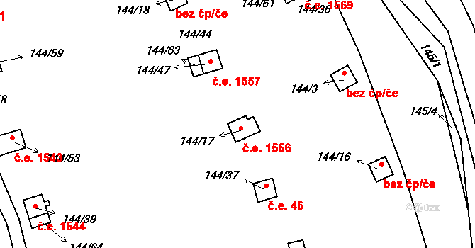 Červený Hrádek 1556, Jirkov na parcele st. 144/17 v KÚ Červený Hrádek u Jirkova, Katastrální mapa