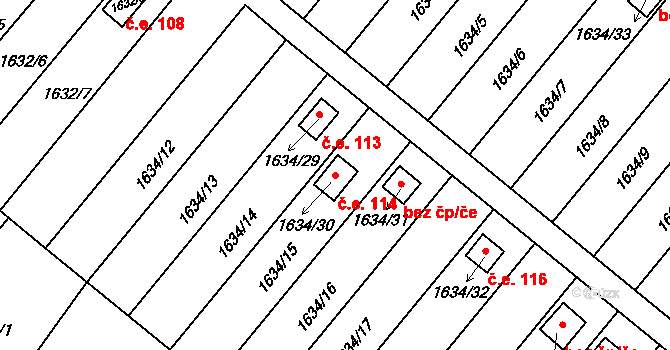 Týniště nad Orlicí 114 na parcele st. 1634/30 v KÚ Týniště nad Orlicí, Katastrální mapa