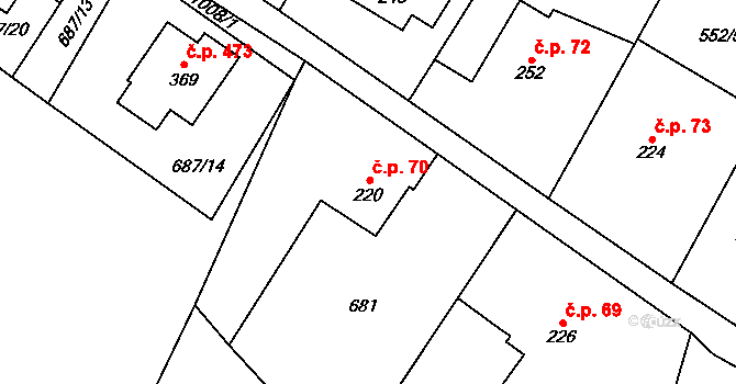 Český Herálec 70, Herálec na parcele st. 220 v KÚ Český Herálec, Katastrální mapa