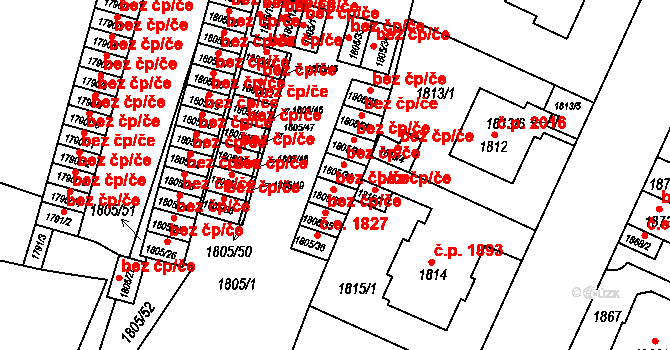 Teplice 39142566 na parcele st. 1805/31 v KÚ Teplice, Katastrální mapa