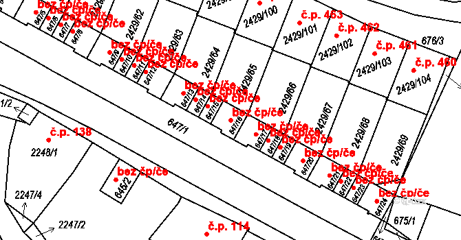 Dačice 41438566 na parcele st. 647/16 v KÚ Dačice, Katastrální mapa