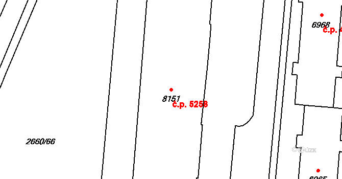 Zlín 5258 na parcele st. 8151 v KÚ Zlín, Katastrální mapa