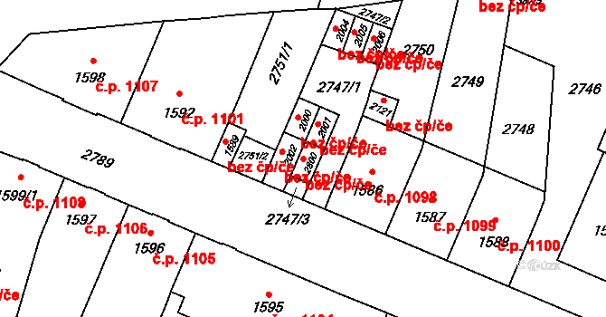 Opava 42578566 na parcele st. 2800 v KÚ Kateřinky u Opavy, Katastrální mapa
